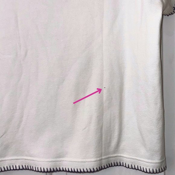 CHRISTOPHER AND BANKS WHITE V-NECK TEE PURPLE TRIM | SIZE L - Picture 5 of 5